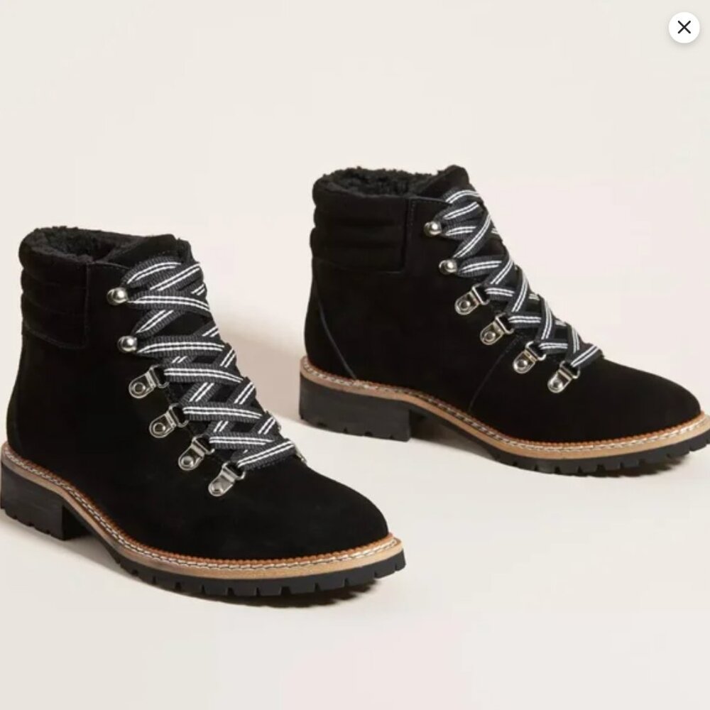 Like new Anthropologie x Silent D Black Suede Rexi Lace-Up Ankle Hiker Boots 8